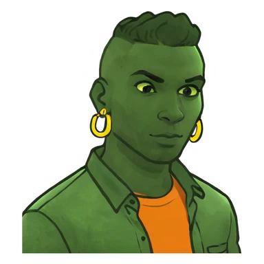 dark-skinned male portrait with earrings sticker