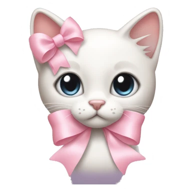 light pink ribbon bow cat sticker