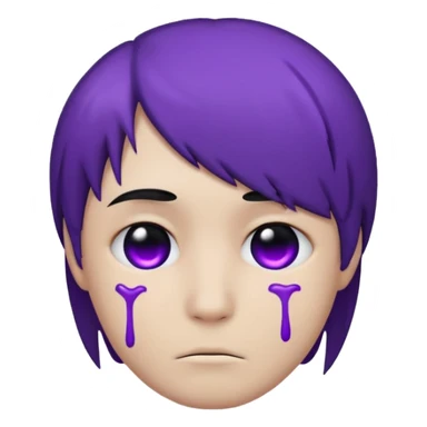 Normal emoji head, but with emo hair and black and purple paint around the eyes like an emo. And it’s looking sad sticker