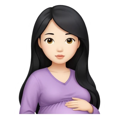 Beautiful Asian girl with long black hair pregnant sticker