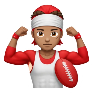 athlete with red headband sticker