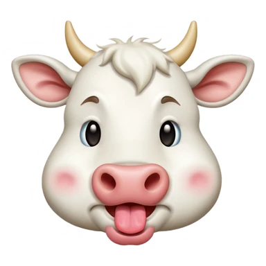Vaca branca piscando o olhoe com língua pra fora sticker