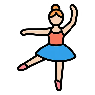 ballet dancer, lineal color icon with black outlines sticker