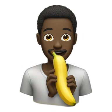 Black man eating banana sticker