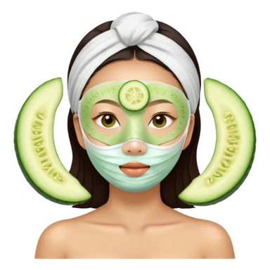 Lady with face mask spa beauty full face relaxing ,With two slices of cucumber on the eye sticker