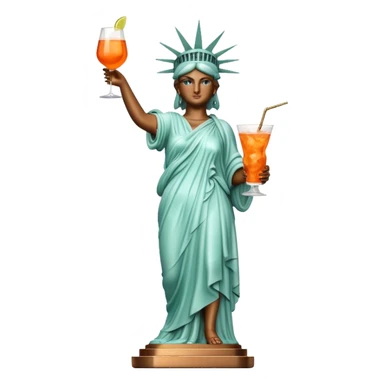 FULL BODY OF STATUE OF LIBERTY WITH AN APEROL SPRITZ COCKTAIL sticker