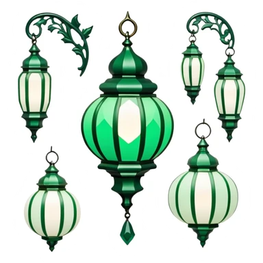 Rococo vintage style green white Ramadan lights sticker