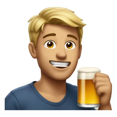 frat boy biting lip with beer sticker