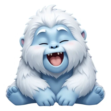Cinematic Cute Yawning Yeti Portrait Emoji, with a charming, fluffy, snow-dusted figure in gentle whites and cool blues, head tilting back in a wide, endearing yawn with softly closed, peaceful eyes and a content little smile, simplified yet irresistibly adorable, highly detailed with a soft, frosty glow and outline capturing the serene slumber of a yeti! sticker