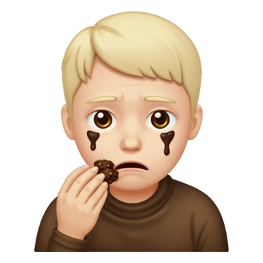 Depressed nerd eating poo sticker