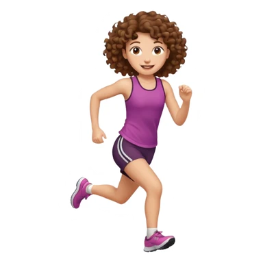 tail curly brown hair girl running sticker