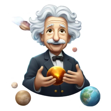 Albert Einstein with universe in hands sticker