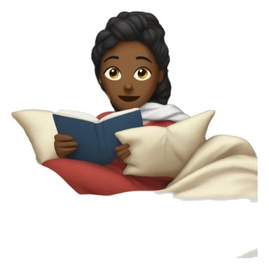 Lady laying on couch under a blanket reading a book sticker