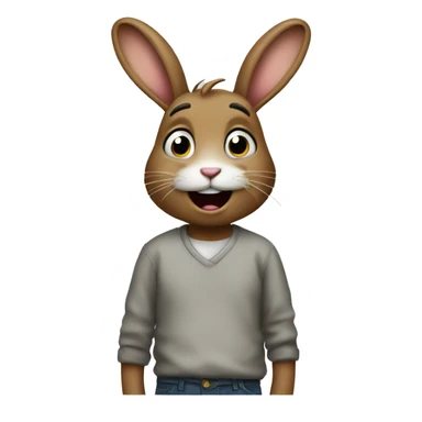 Anxious happy rabbit in pants sticker