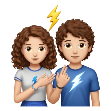 a 15 year old girl with brown curly hair but she has lightnings in it with a brown haired boy who gave her a promise ring sticker