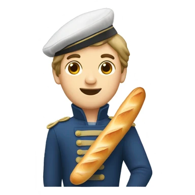 A French man with a baguette and marinière sticker