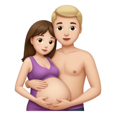 Femme enceinte homme fais bisous sur le ventre sticker