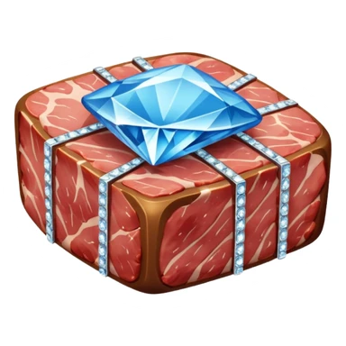 Meat with diamond textur and blue color sticker
