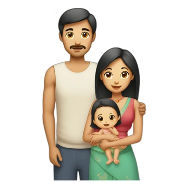 A family with Indian dad and Chinese wife and baby sticker