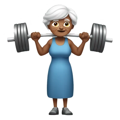 old woman lifting heavy weights with one arm sticker
