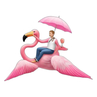 A flamingo with a person riding it sticker