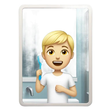 blonde short cut brushing teeth sticker
