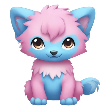 Cute cool blue pink animal hybrid Fakemon full body sticker
