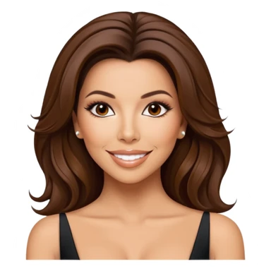 Eva Longoria inspired emoji, glamorous makeup, confident smile, L'Oréal style, elegant hair, beauty icon sticker