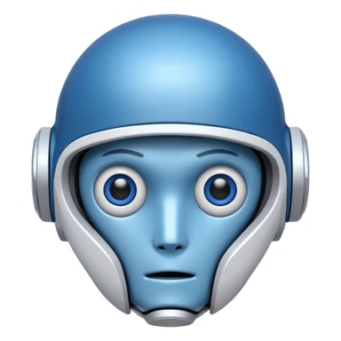 tête de robot cosmonaute bleu et blanc avec des yeux plié bleu style cartoon sticker