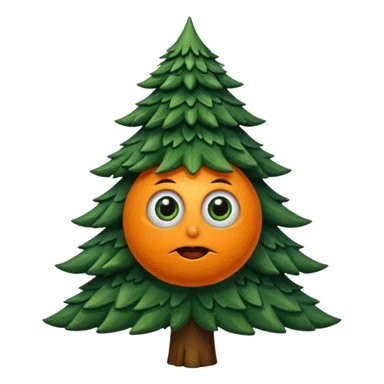 sapin avec deux gros yeux orange, pas de bouche sticker