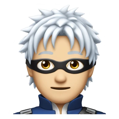 Satoru Gojo has spiky white hair with a slight blue tint and wears a black blindfold over his vivid blue eyes. He has a tall, lean build and typically wears a high-collared dark outfit, giving him a sharp and cool appearance. sticker