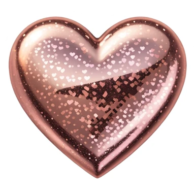 glitter heart with metallic rose gold sparkles sticker