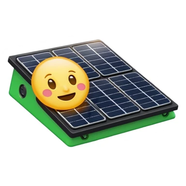 solar powered module emoji style, small device with solar panel, friendly look, no text sticker