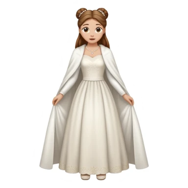 Cuerpo entero, chica blanca, pelo castaño, pelo recogido con mondongos, vestido novia largo que no se vean los pies con chal invierno corto,cuerpo entero zapatos sticker