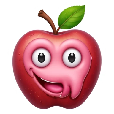 cute worm in ruined apple sticker