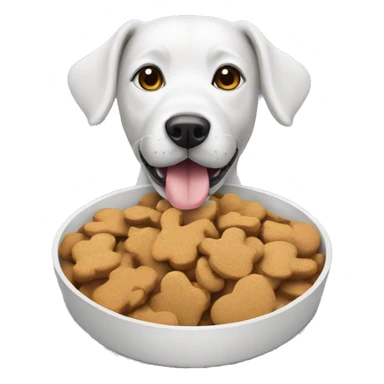 dog with treats in dog bowl sticker