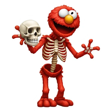 Photorealistic Elmo with a skeleton sticker