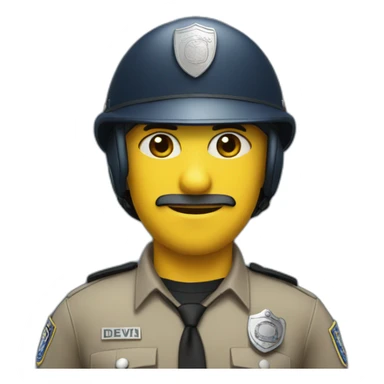 A police officer wearing a custodian helmet sticker
