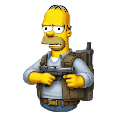 Homer simpson in pistolet sticker