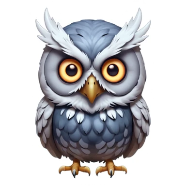 zombie owl portrait, head and shoulders only, ragged feathers, glowing eerie eyes, haunted night creature vibe, 3D cartoon, mobile game icon style, clean background, no text, no watermark
 sticker