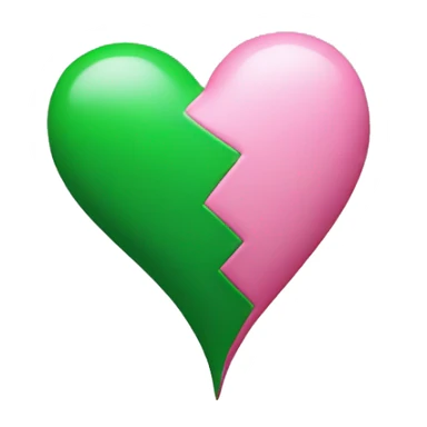 Half green and half pink heart sticker