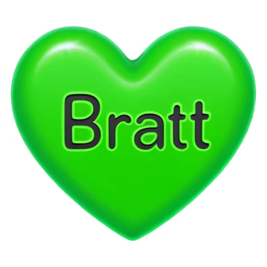 The word brat on a neon green heart  sticker