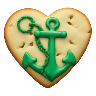 cookie heart with green anchor sticker