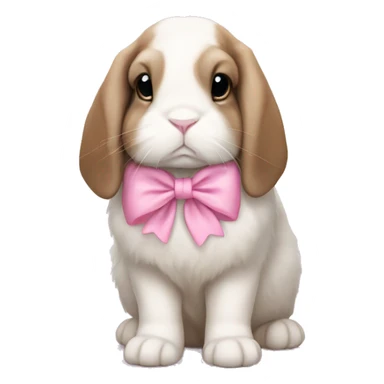 sad holland lop bunny with pink bow on ear sticker