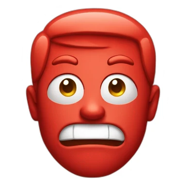 Red face emoji with smirk and raised eyebrow  sticker