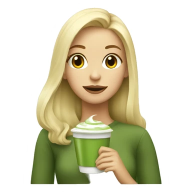 Blond girl who drink a matcha latte sticker
