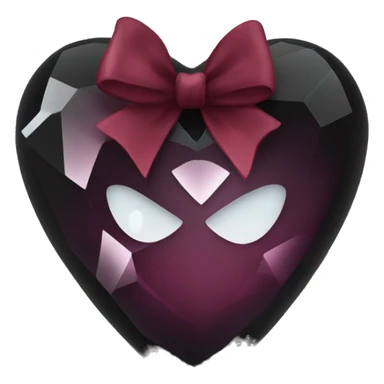 crystal black heart with burgundy bow sticker