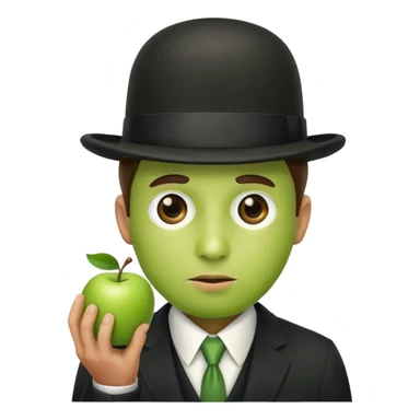 Magritte “the son of man” with green apple instead of head sticker