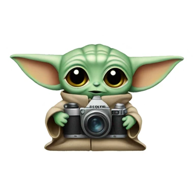 
baby yoda holding a camera sticker