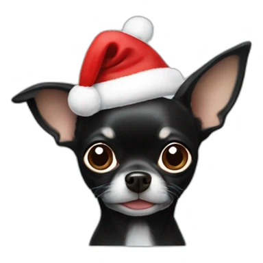 Black chihuahua with santa hat sticker